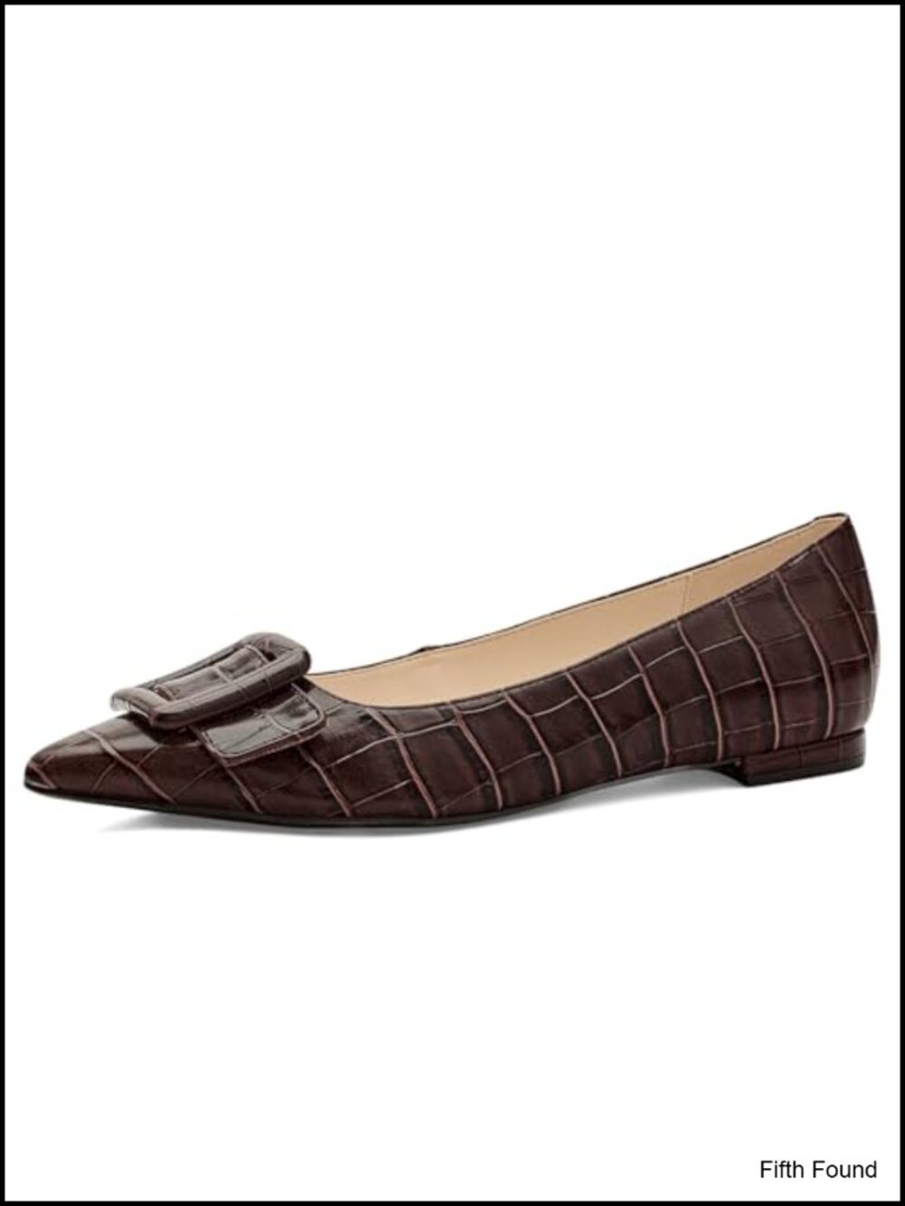 Faux Leather Pointed Toe Slip-On Block Heel Flats for Casual Wear